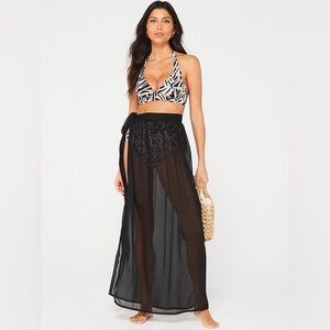 ASOS TALL Maxi Chiffon Beach Sarong in Black. Size US12/UK16